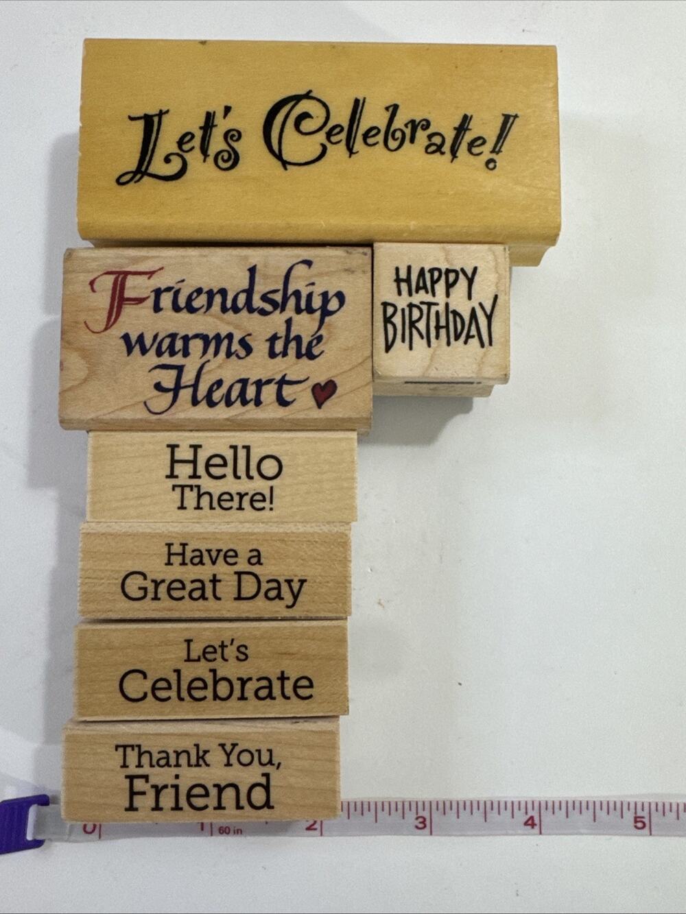Lot Of 7 Wood Mounted Rubber Stamps - Words Crafting Scrapbook Greeting Cards